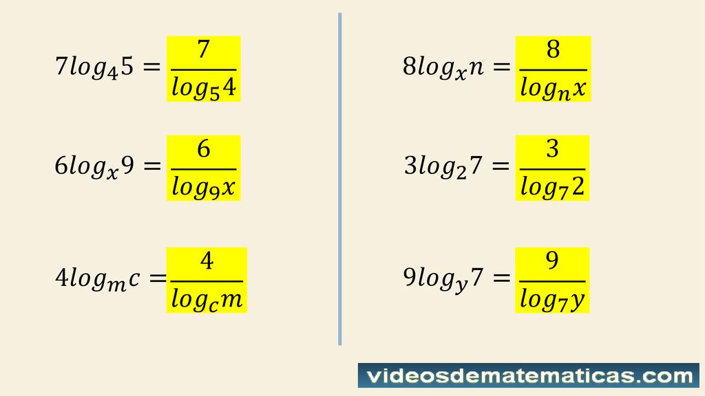 7 𝑙𝑜𝑔 𝑙𝑜𝑔 𝑛 𝑥. 7 𝑙𝑜𝑔 4 5= 8 𝑙𝑜𝑔 𝑥 𝑛= 6 𝑙𝑜𝑔 9 𝑥. 3 𝑙𝑜𝑔 𝑙𝑜𝑔 𝑥 9= 3 𝑙𝑜𝑔 2 7= 4 𝑙𝑜𝑔 𝑐 𝑚.