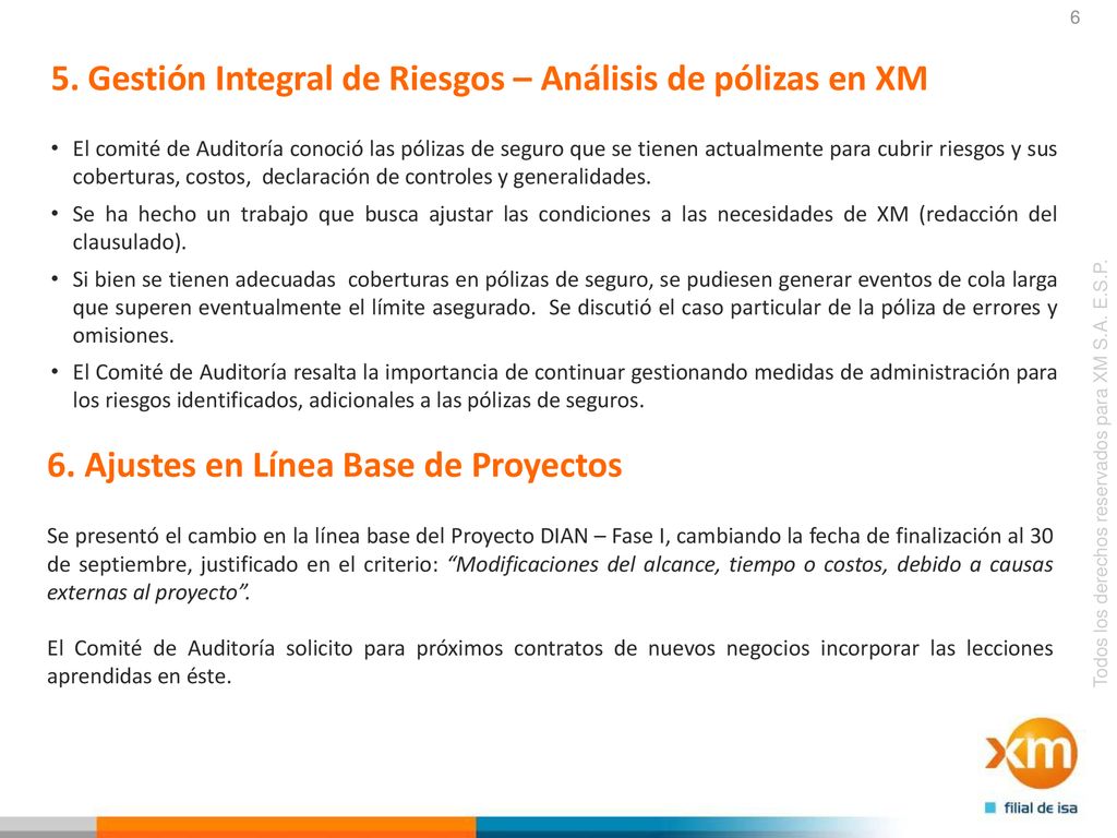 5. Gestión Integral de Riesgos – Análisis de pólizas en XM