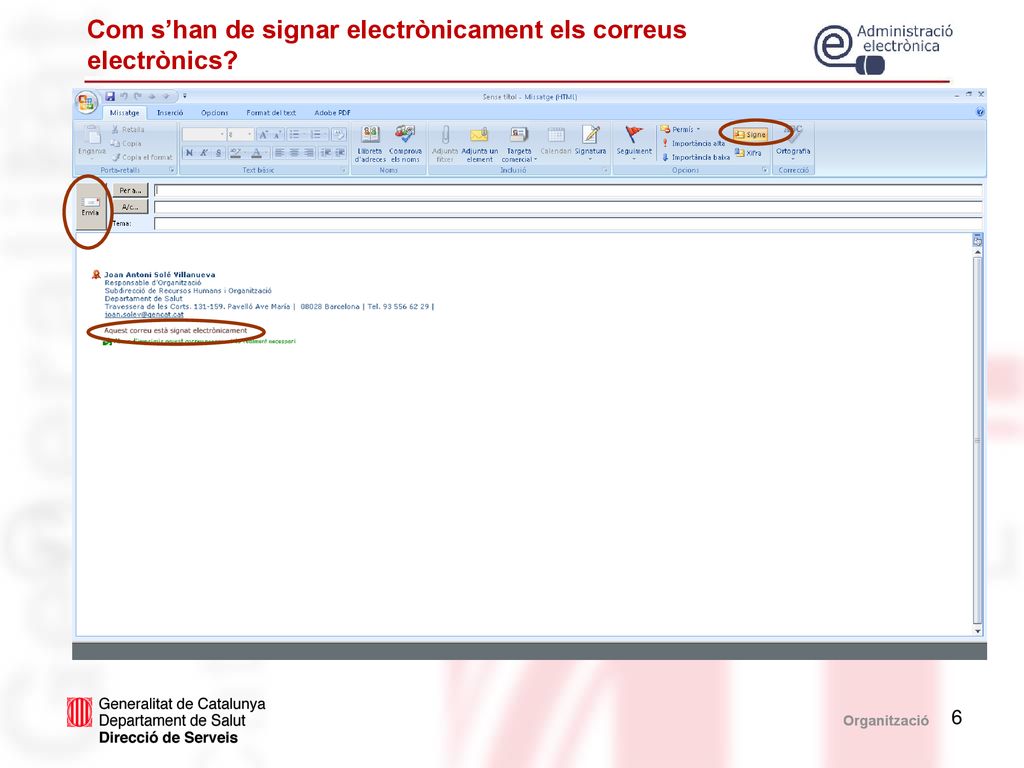 Com s’han de signar electrònicament els correus electrònics