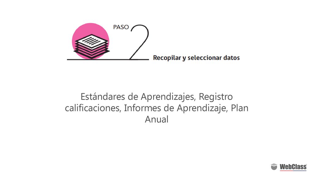 Estándares de Aprendizajes, Registro calificaciones, Informes de Aprendizaje, Plan Anual
