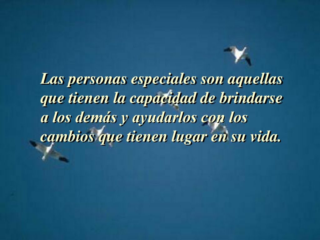 Las personas especiales son aquellas que tienen la capacidad de brindarse a los demás y ayudarlos con los cambios que tienen lugar en su vida.