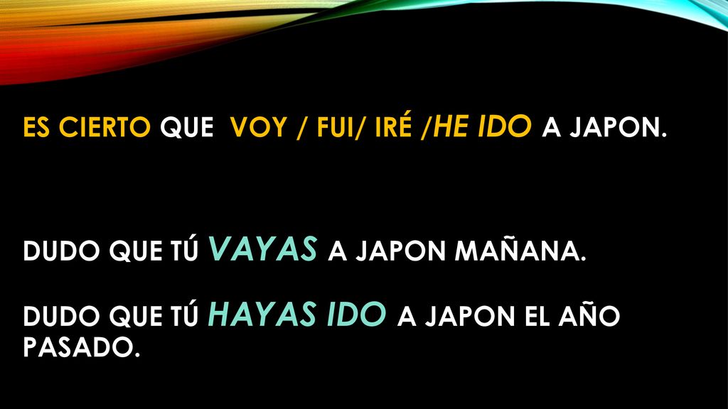 Es cierto que voy / fui/ iré /he ido a Japon