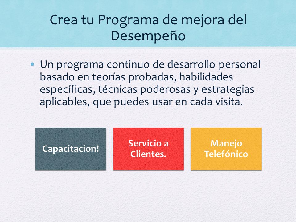 Crea tu Programa de mejora del Desempeño