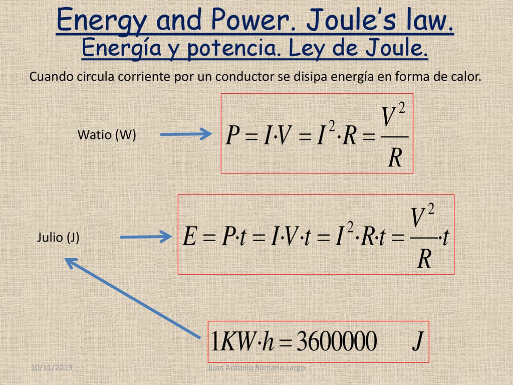 Energy and Power. Joule’s law. Energía y potencia. Ley de Joule.