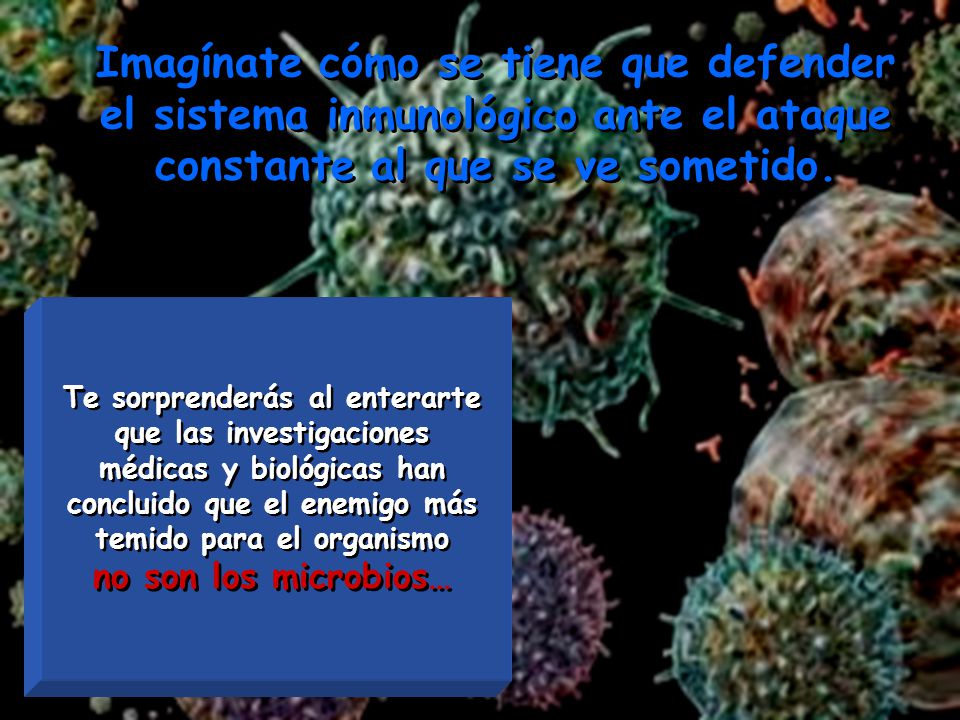 Imagínate cómo se tiene que defender el sistema inmunológico ante el ataque constante al que se ve sometido.