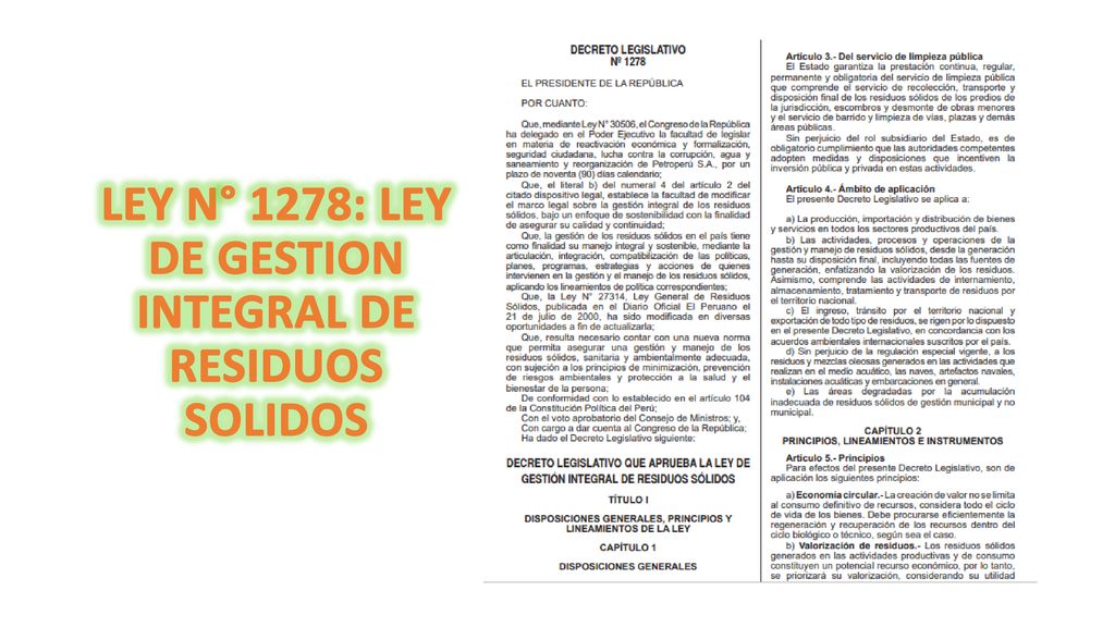 LEY N° 1278: LEY DE GESTION INTEGRAL DE RESIDUOS SOLIDOS