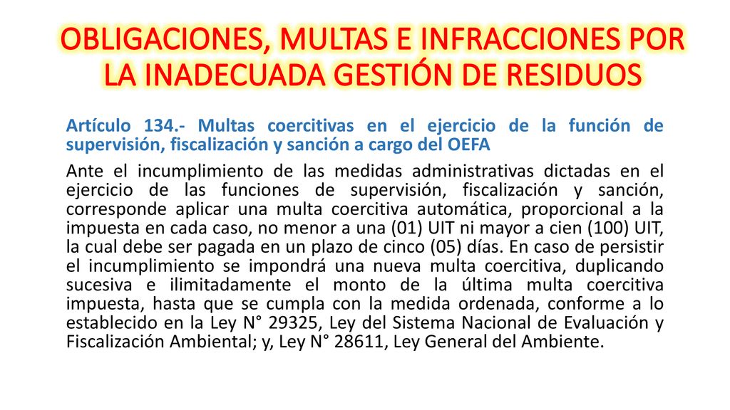 OBLIGACIONES, MULTAS E INFRACCIONES POR LA INADECUADA GESTIÓN DE RESIDUOS