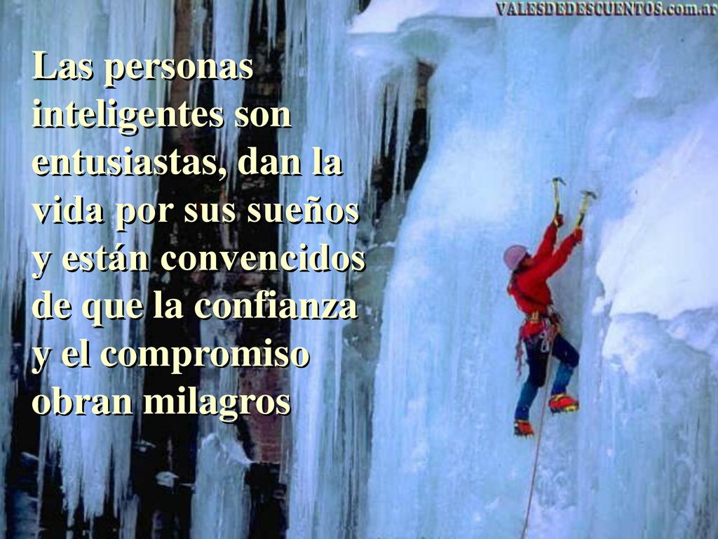 Las personas inteligentes son entusiastas, dan la vida por sus sueños y están convencidos de que la confianza y el compromiso obran milagros