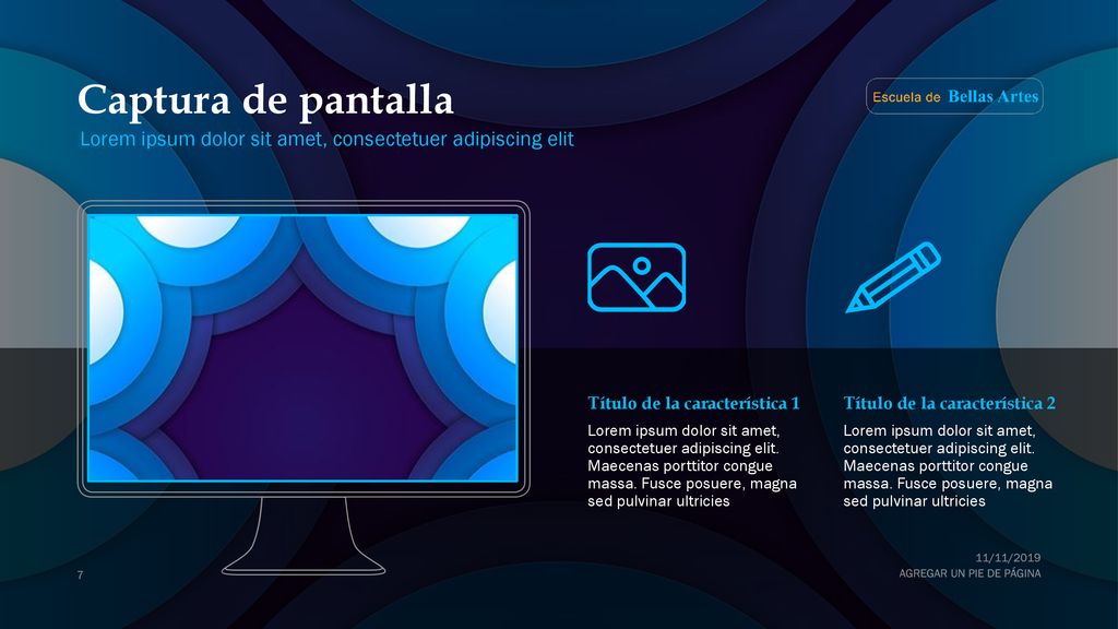 Captura de pantalla Lorem ipsum dolor sit amet, consectetuer adipiscing elit. Título de la característica 1.