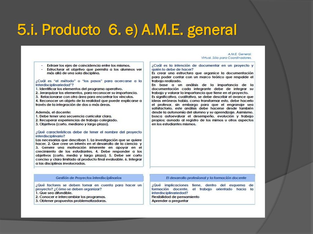 5.i. Producto 6. e) A.M.E. general