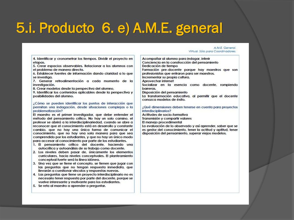 5.i. Producto 6. e) A.M.E. general