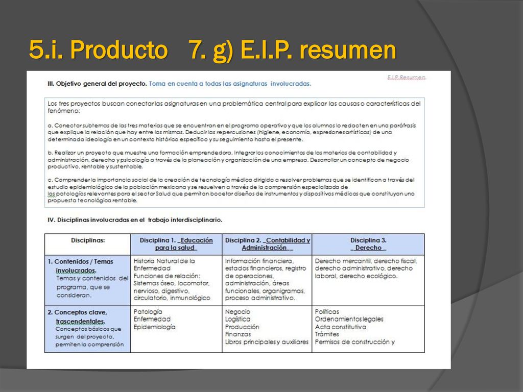 5.i. Producto 7. g) E.I.P. resumen