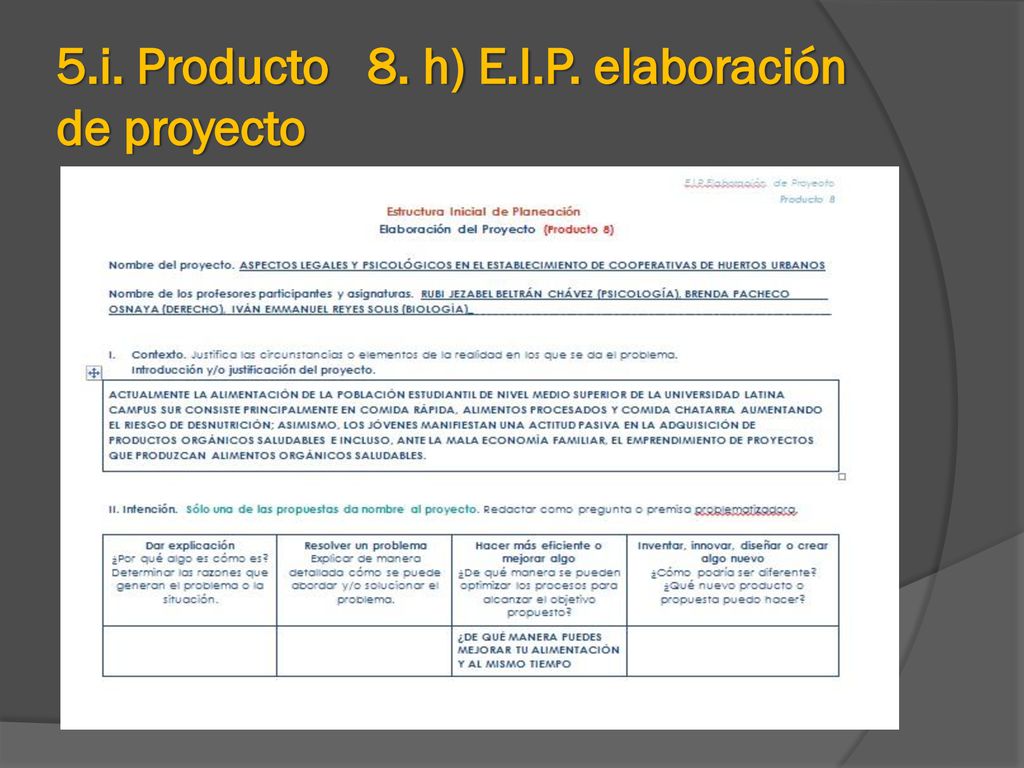 5.i. Producto 8. h) E.I.P. elaboración de proyecto