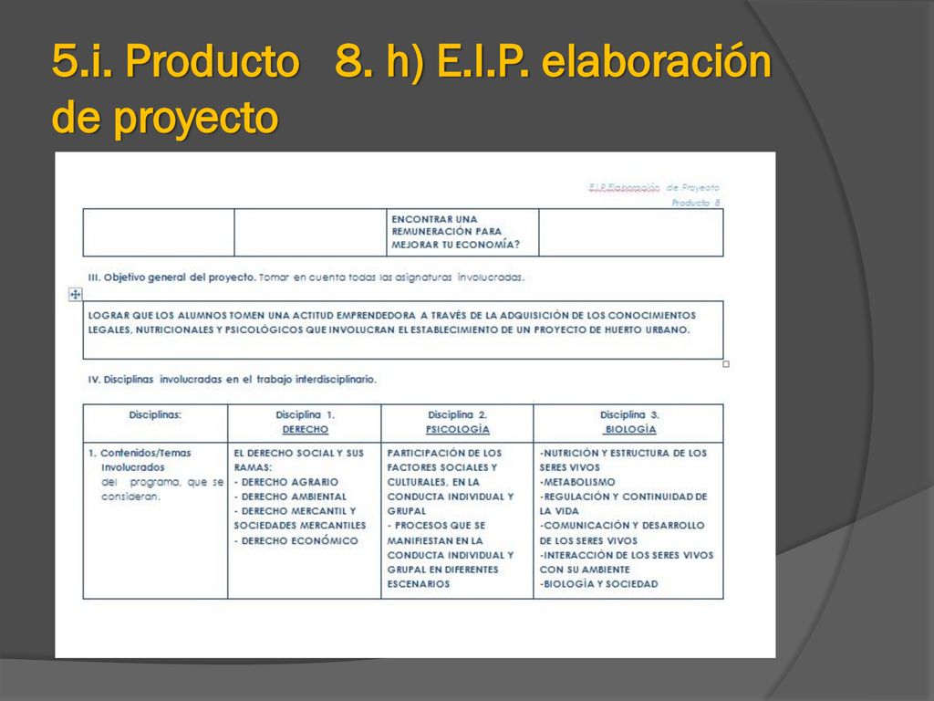5.i. Producto 8. h) E.I.P. elaboración de proyecto