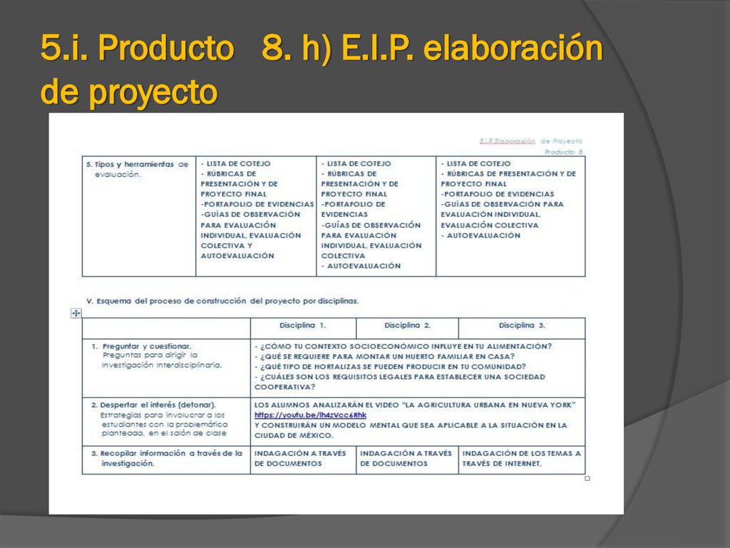 5.i. Producto 8. h) E.I.P. elaboración de proyecto