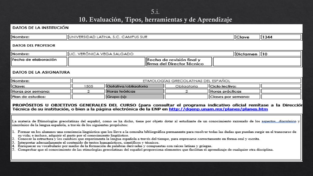 5.i. 10. Evaluación, Tipos, herramientas y de Aprendizaje