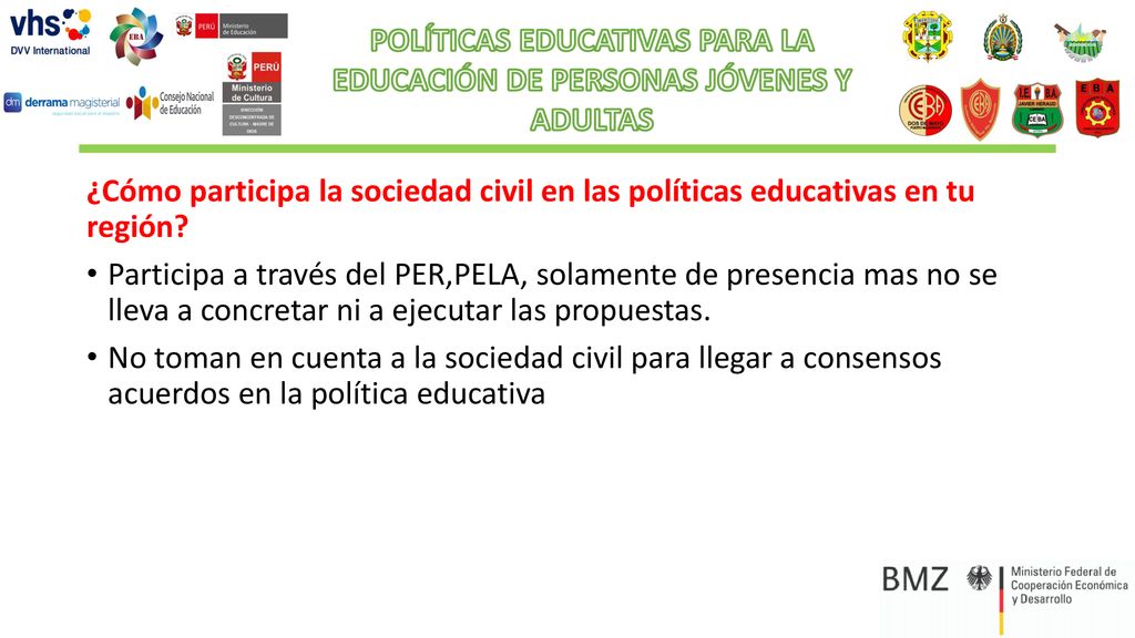 POLÍTICAS EDUCATIVAS PARA LA EDUCACIÓN DE PERSONAS JÓVENES Y ADULTAS