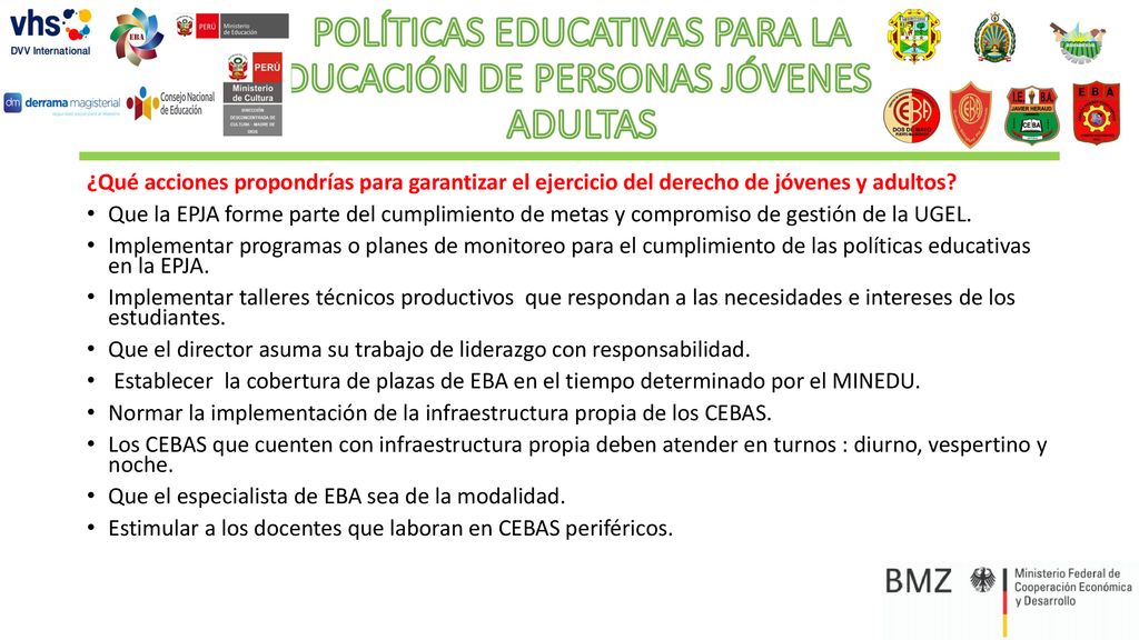 POLÍTICAS EDUCATIVAS PARA LA EDUCACIÓN DE PERSONAS JÓVENES Y ADULTAS