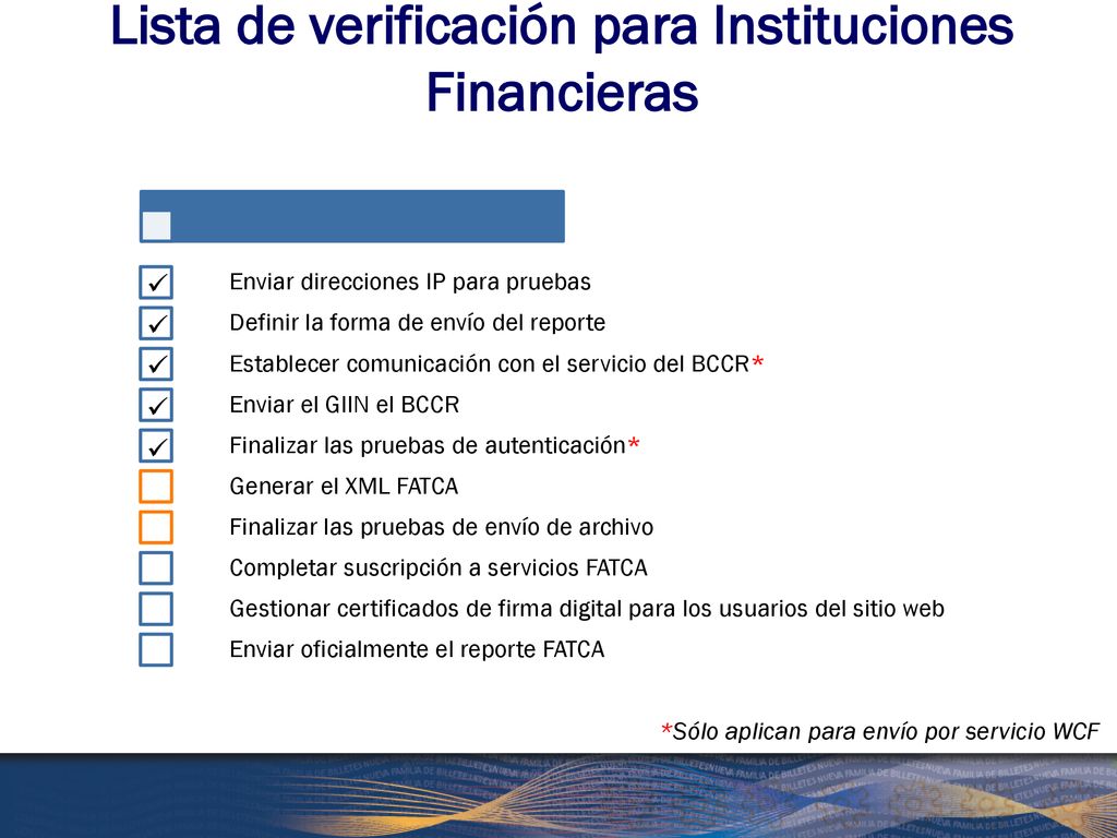 Lista de verificación para Instituciones Financieras