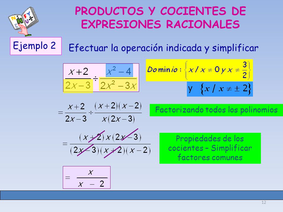 PRODUCTOS Y COCIENTES DE EXPRESIONES RACIONALES