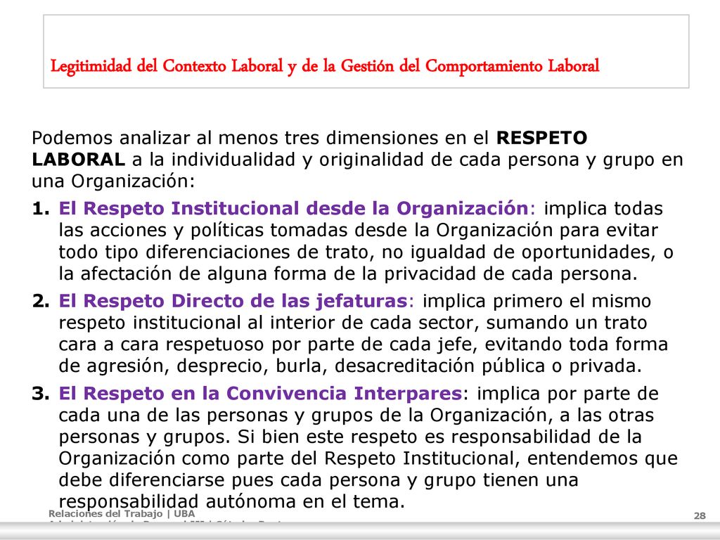 Legitimidad del Contexto Laboral y de la Gestión del Comportamiento Laboral