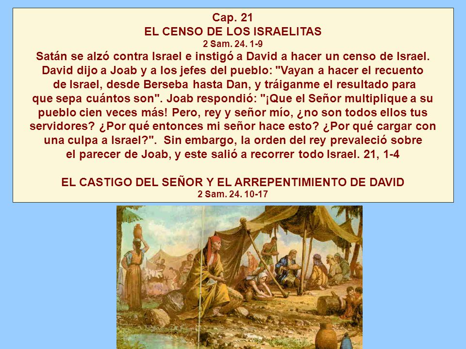 David dijo a Joab y a los jefes del pueblo: Vayan a hacer el recuento