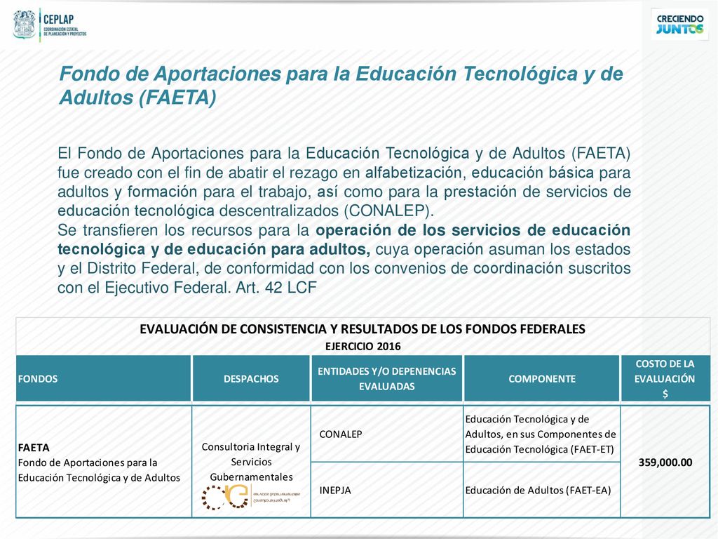 Fondo de Aportaciones para la Educación Tecnológica y de Adultos (FAETA)