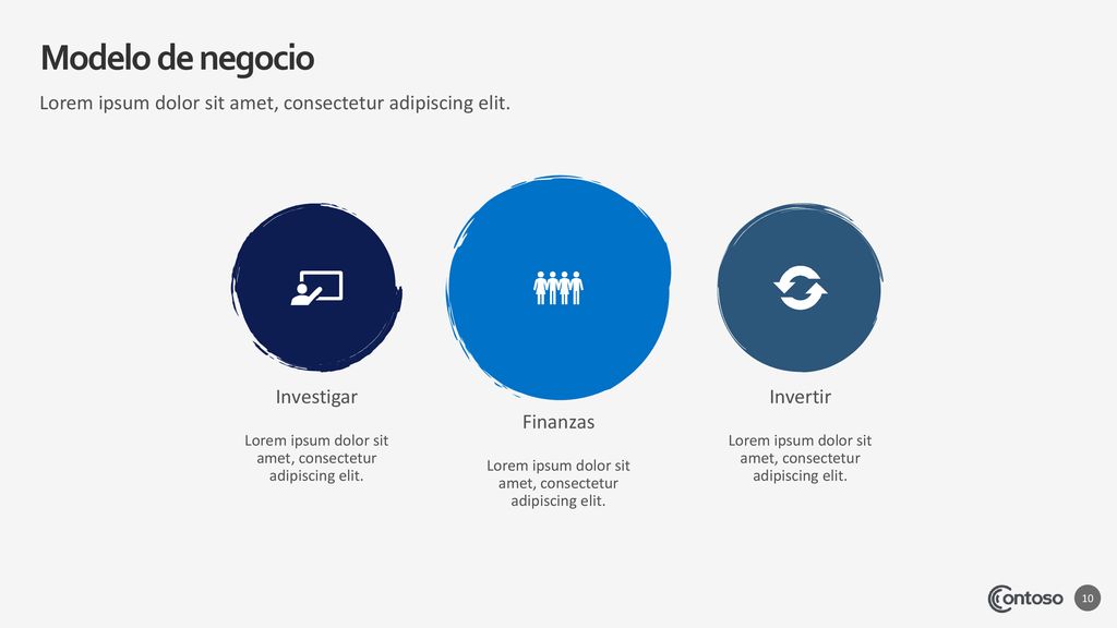 Modelo de negocio Lorem ipsum dolor sit amet, consectetur adipiscing elit. Investigar. Invertir. Finanzas.