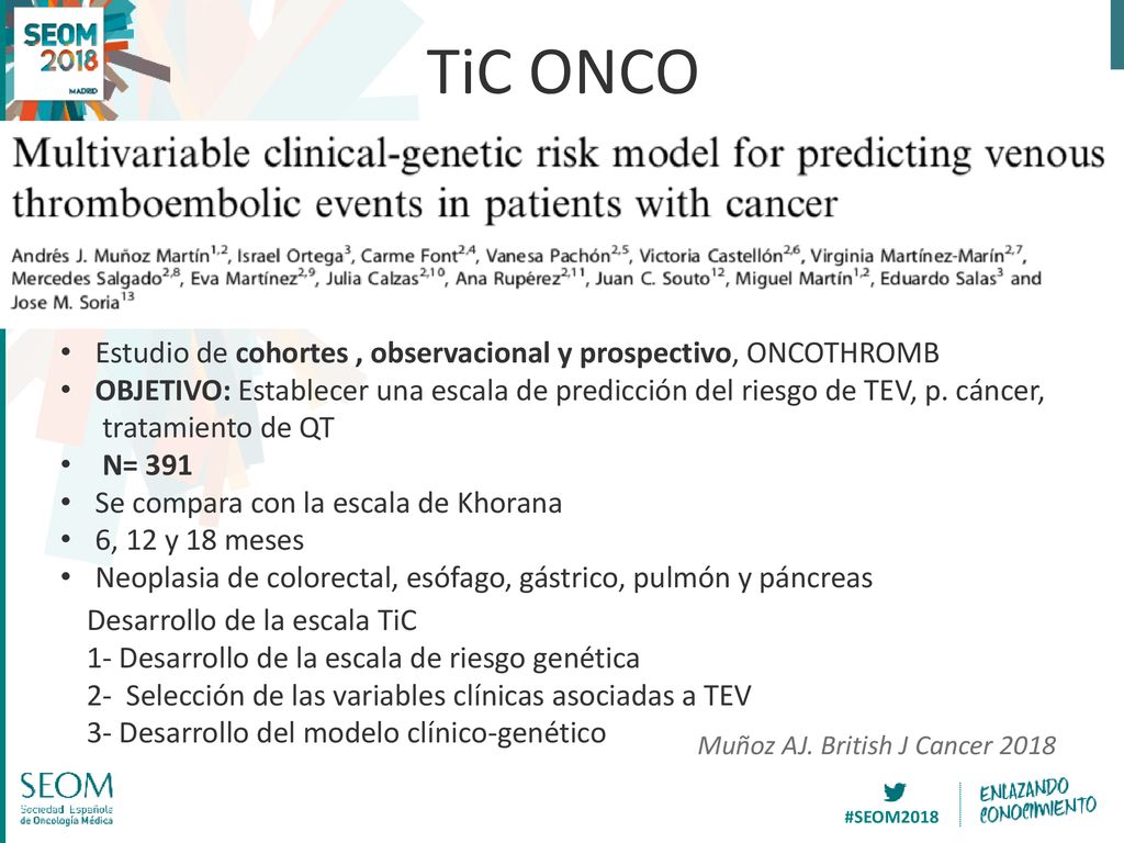 TiC ONCO Estudio de cohortes , observacional y prospectivo, ONCOTHROMB