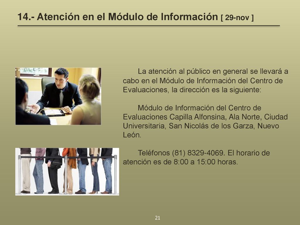 14.- Atención en el Módulo de Información [ 29-nov ]