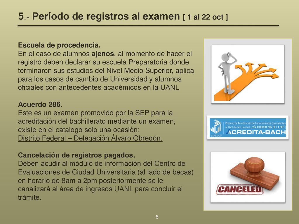 5.- Período de registros al examen [ 1 al 22 oct ]