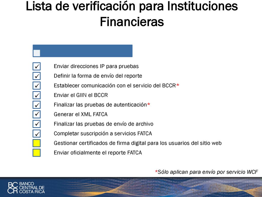 Lista de verificación para Instituciones Financieras