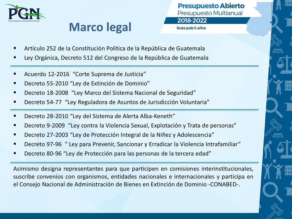 Marco legal Artículo 252 de la Constitución Política de la República de Guatemala.