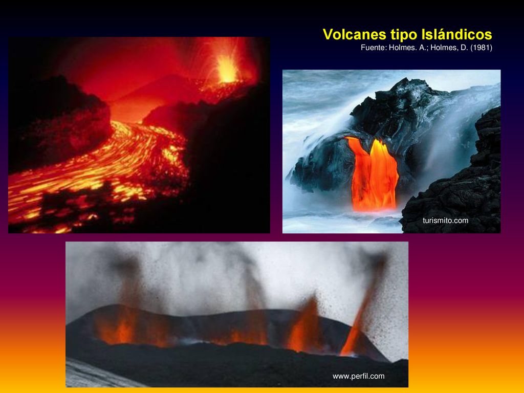 Volcanes tipo Islándicos Fuente: Holmes. A.; Holmes, D. (1981)