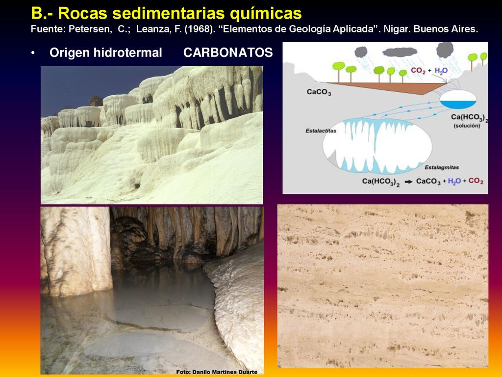 B. - Rocas sedimentarias químicas Fuente: Petersen, C. ; Leanza, F