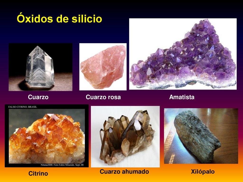 Óxidos de silicio Cuarzo Cuarzo rosa Amatista Cuarzo ahumado Xilópalo