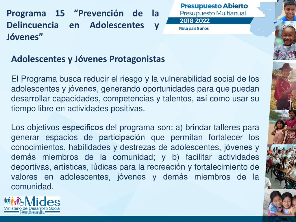 Programa 15 Prevención de la Delincuencia en Adolescentes y Jóvenes