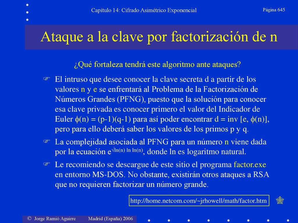 Ataque a la clave por factorización de n