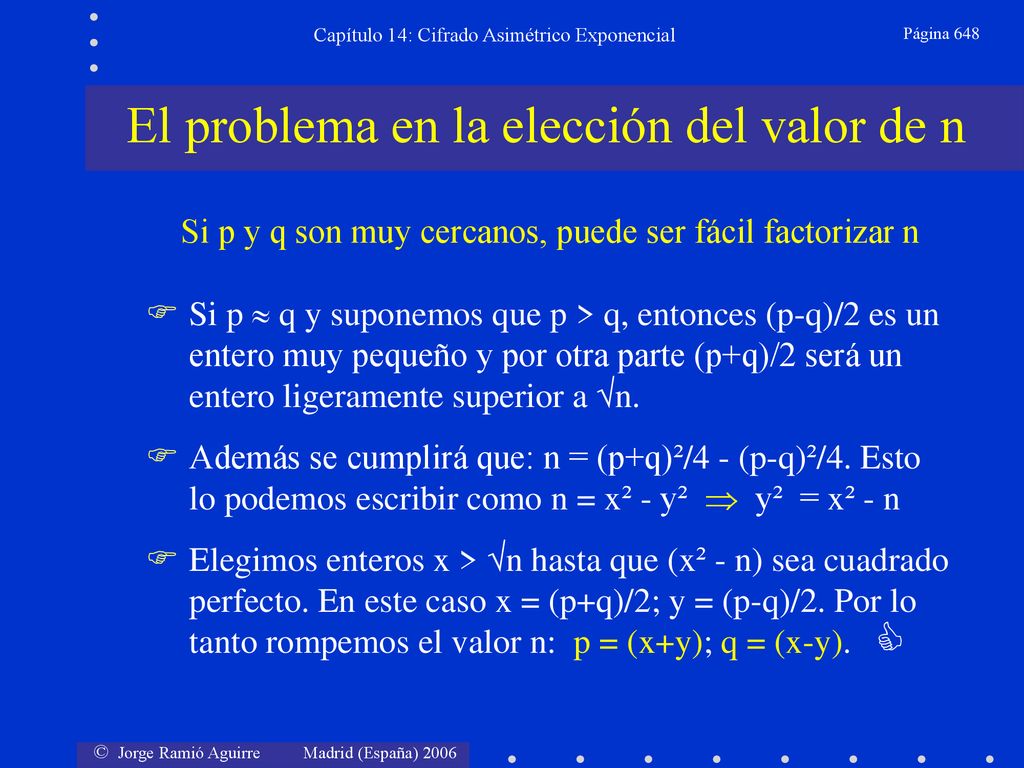 El problema en la elección del valor de n