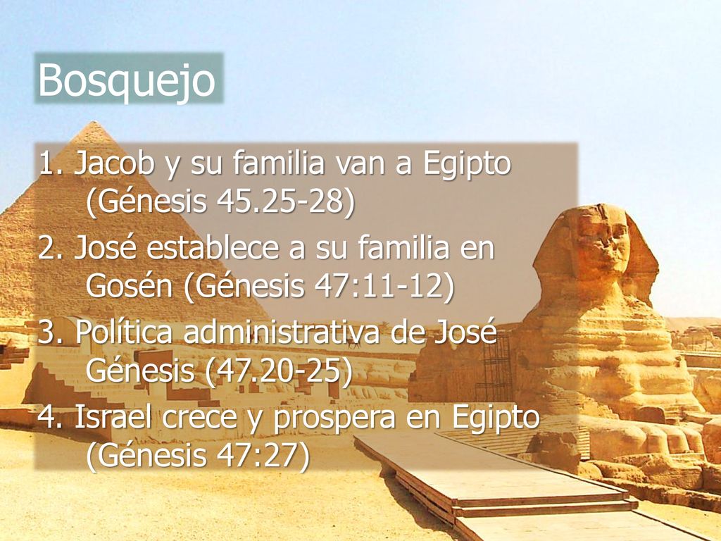 Bosquejo 1. Jacob y su familia van a Egipto (Génesis )