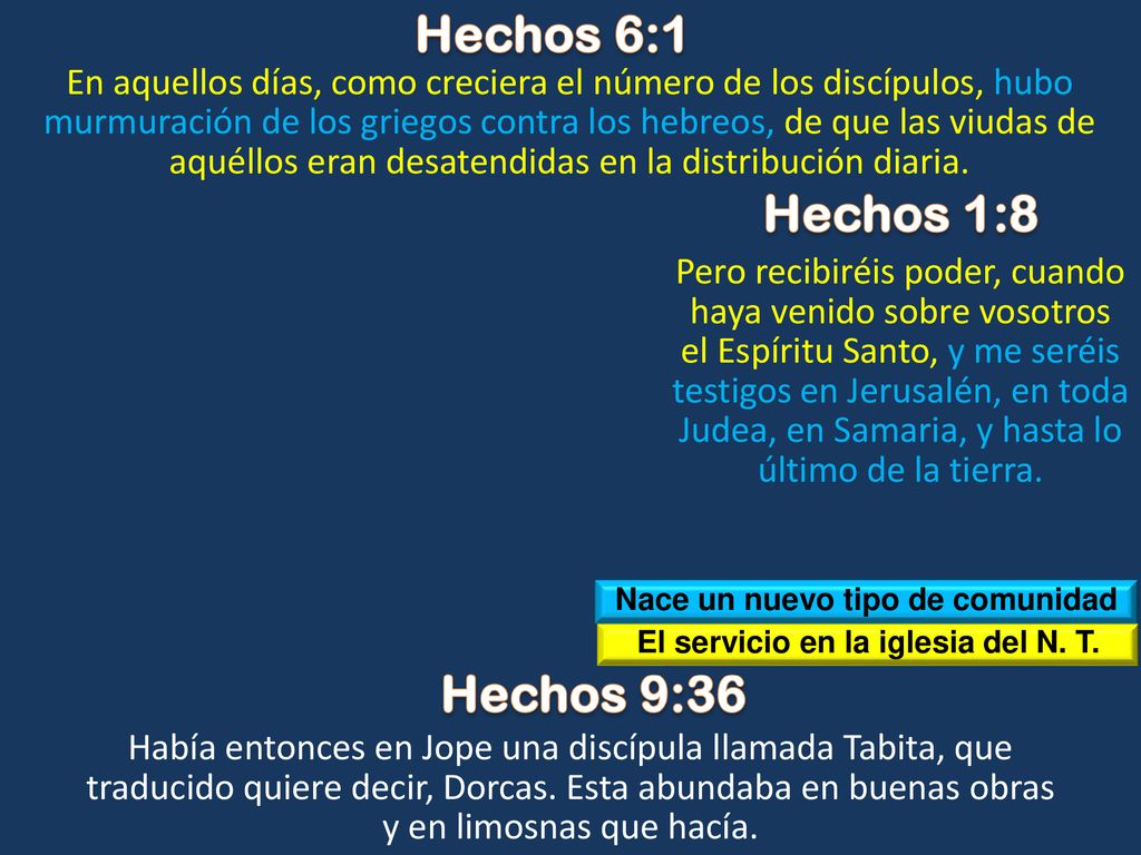 Nace un nuevo tipo de comunidad El servicio en la iglesia del N. T.
