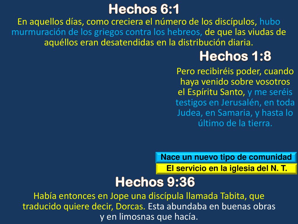Nace un nuevo tipo de comunidad El servicio en la iglesia del N. T.