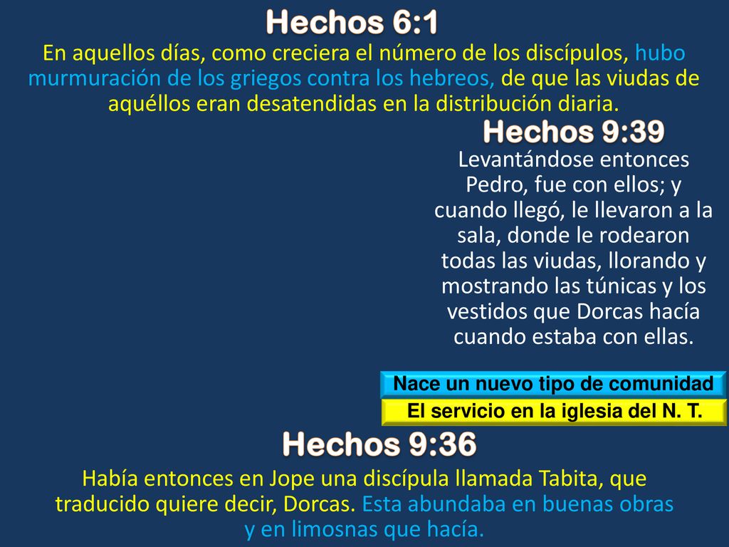 Nace un nuevo tipo de comunidad El servicio en la iglesia del N. T.