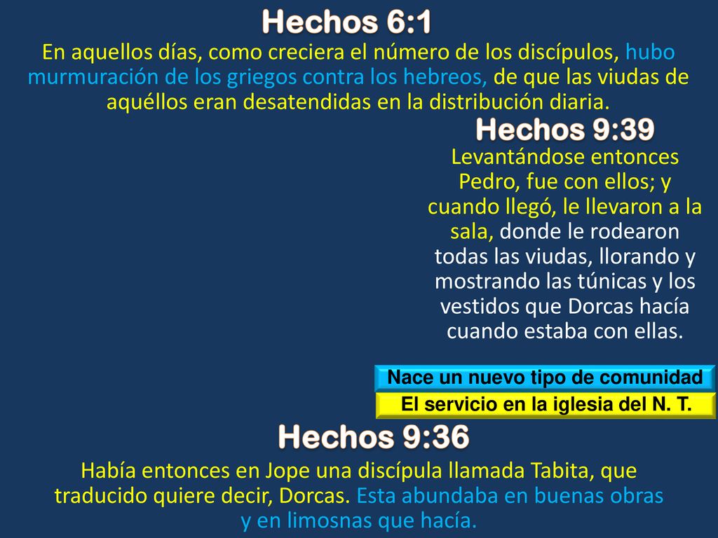 Nace un nuevo tipo de comunidad El servicio en la iglesia del N. T.