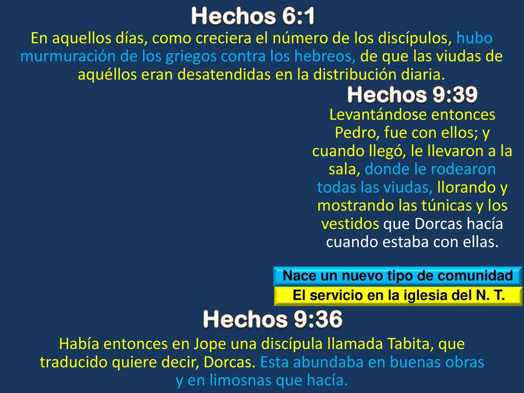 Nace un nuevo tipo de comunidad El servicio en la iglesia del N. T.