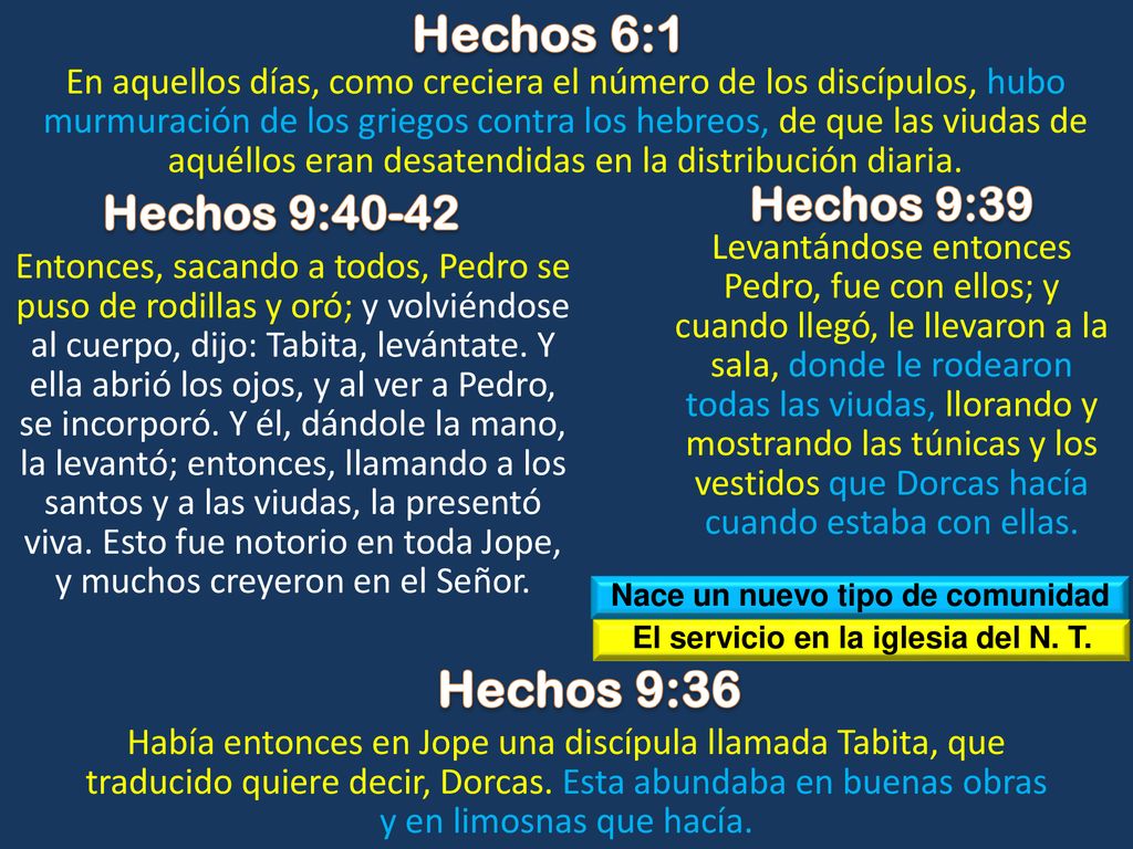 Nace un nuevo tipo de comunidad El servicio en la iglesia del N. T.