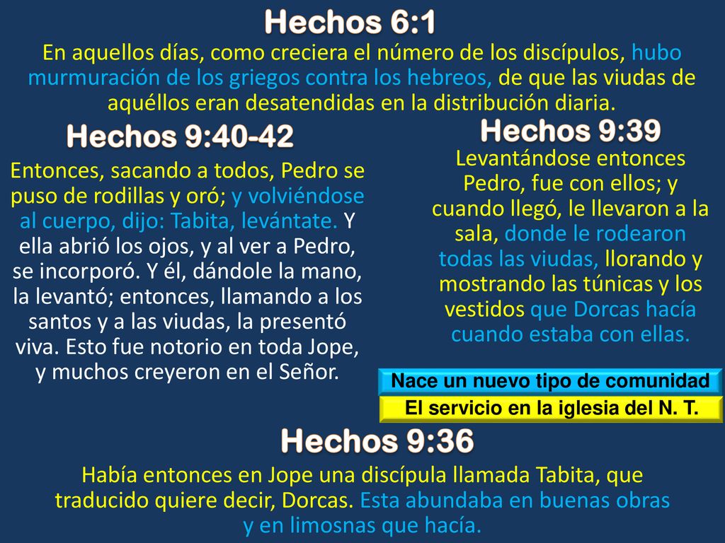 Nace un nuevo tipo de comunidad El servicio en la iglesia del N. T.