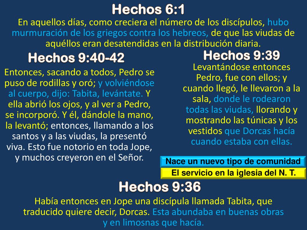 Nace un nuevo tipo de comunidad El servicio en la iglesia del N. T.