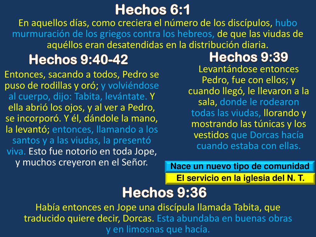Nace un nuevo tipo de comunidad El servicio en la iglesia del N. T.