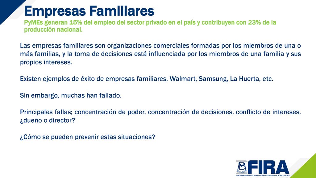 Empresas Familiares PyMEs generan 15% del empleo del sector privado en el país y contribuyen con 23% de la producción nacional.